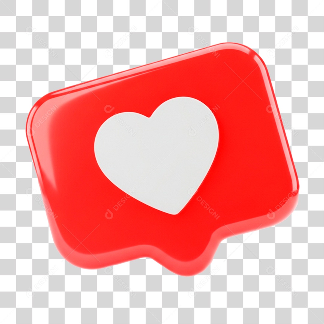 Balão de Texto 3D com Coração PNG Transparente