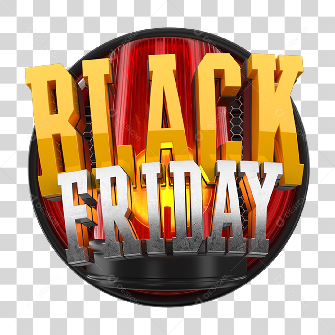 Selo 3D Black Friday para Composição PNG Transparente