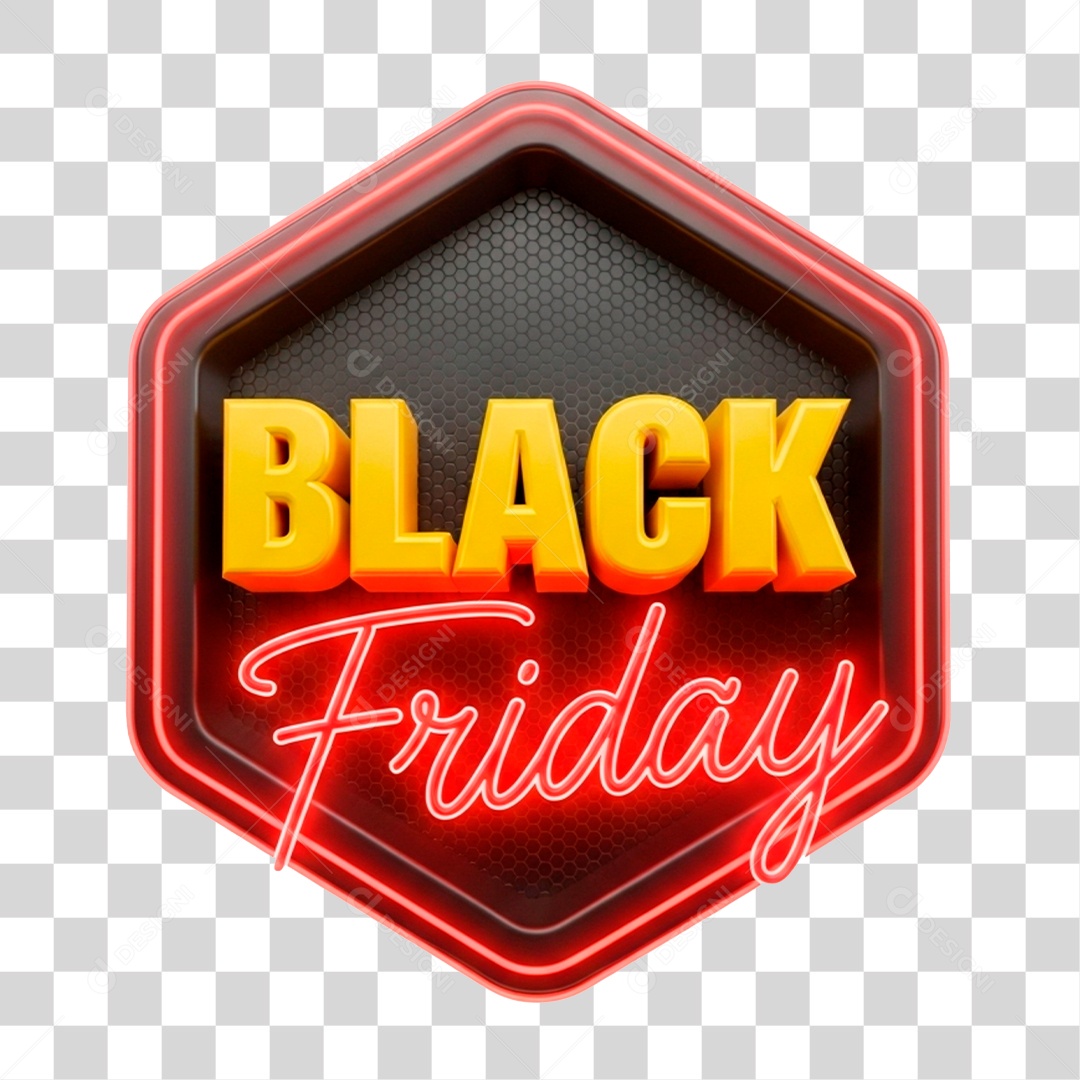 Selo 3D Black Friday para Composição PNG Transparente