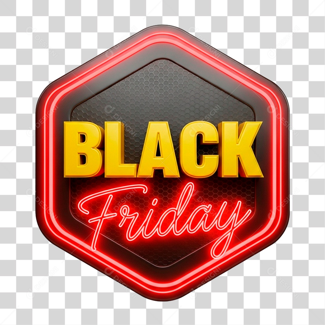 Selo 3D Black Friday para Composição PNG Transparente