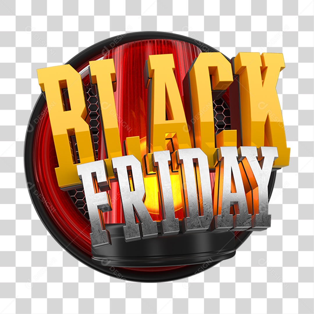 Selo 3D Black Friday para Composição PNG Transparente