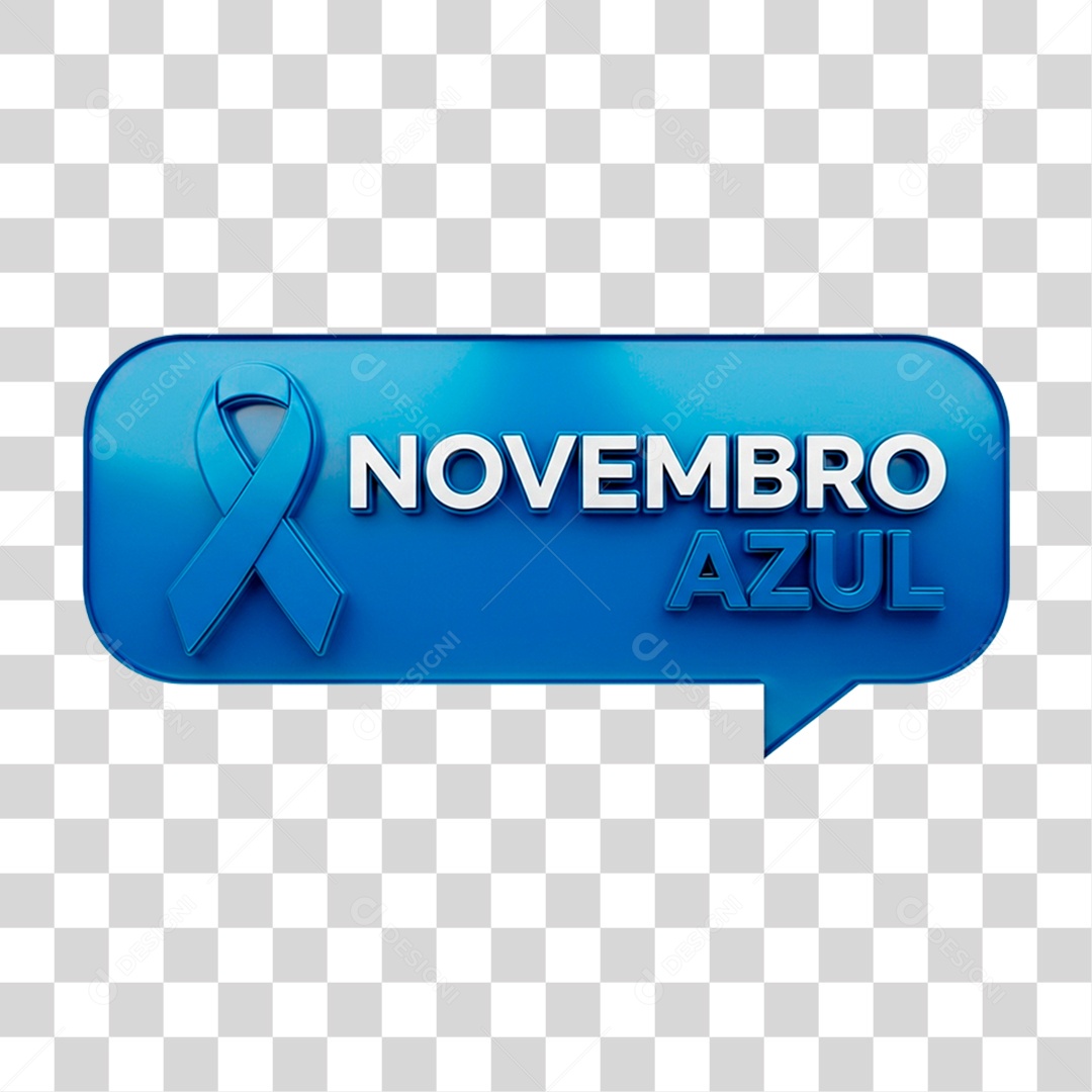 Selo 3D Novembro Azul para Composição PNG Transparente