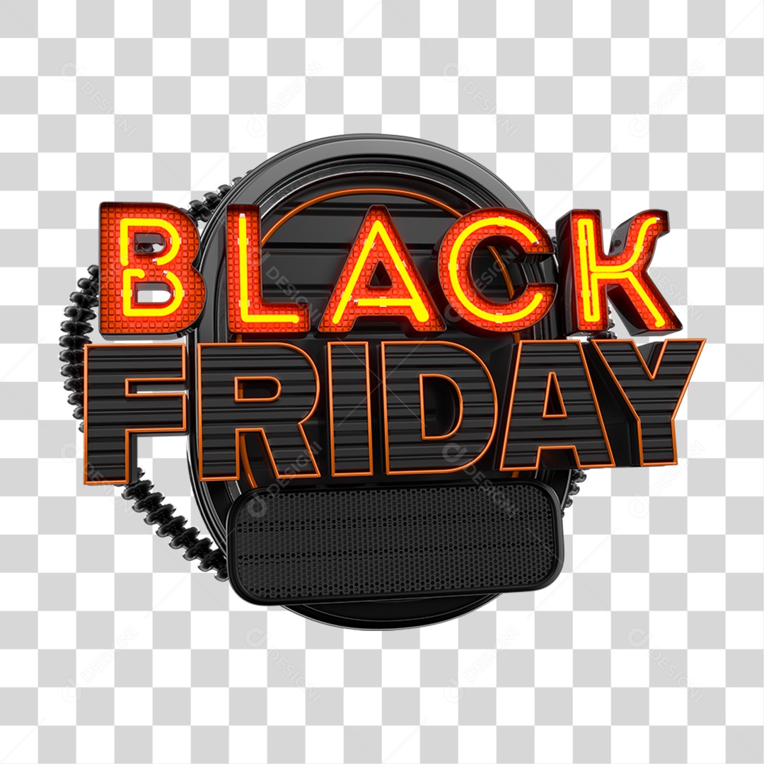 Selo 3D Black Friday para Composição PNG Transparente