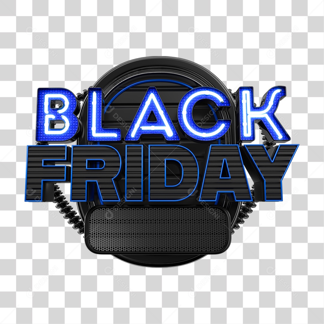 Selo 3D Black Friday para Composição PNG Transparente
