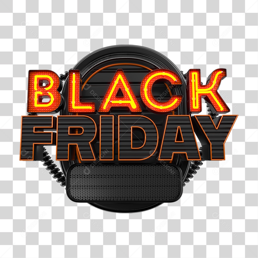Selo 3D Black Friday para Composição PNG Transparente