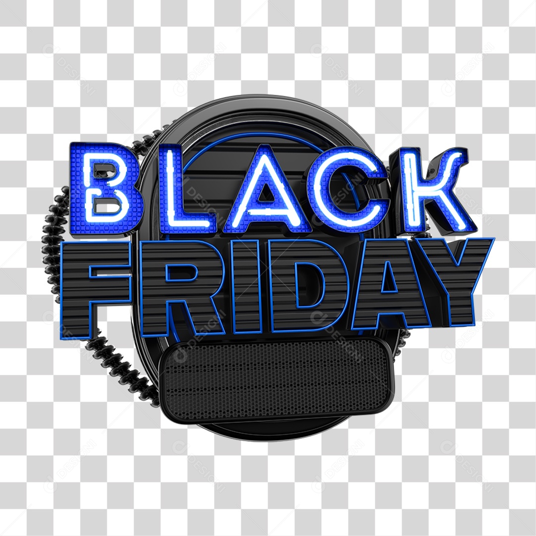 Selo 3D Black Friday para Composição PNG Transparente