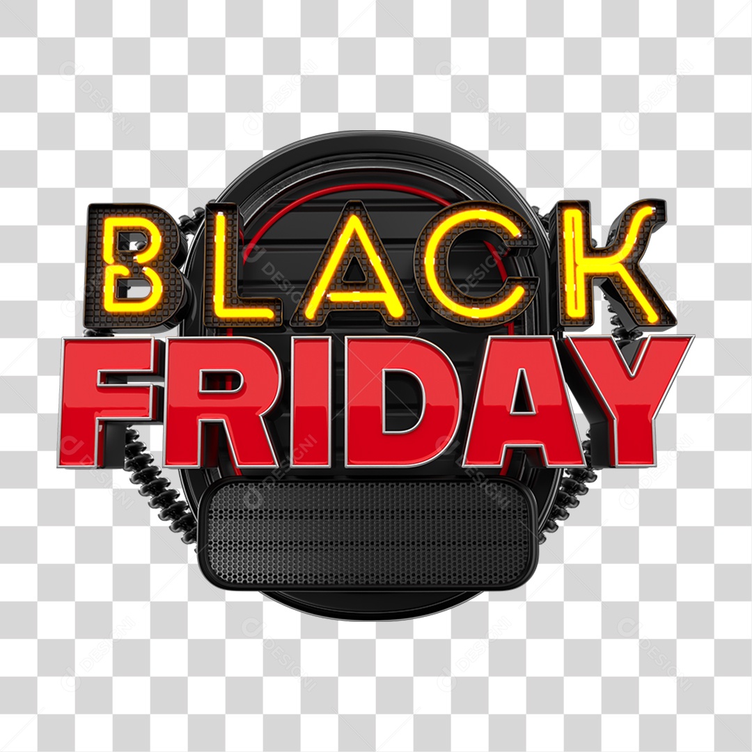 Selo 3D Black Friday para Composição PNG Transparente