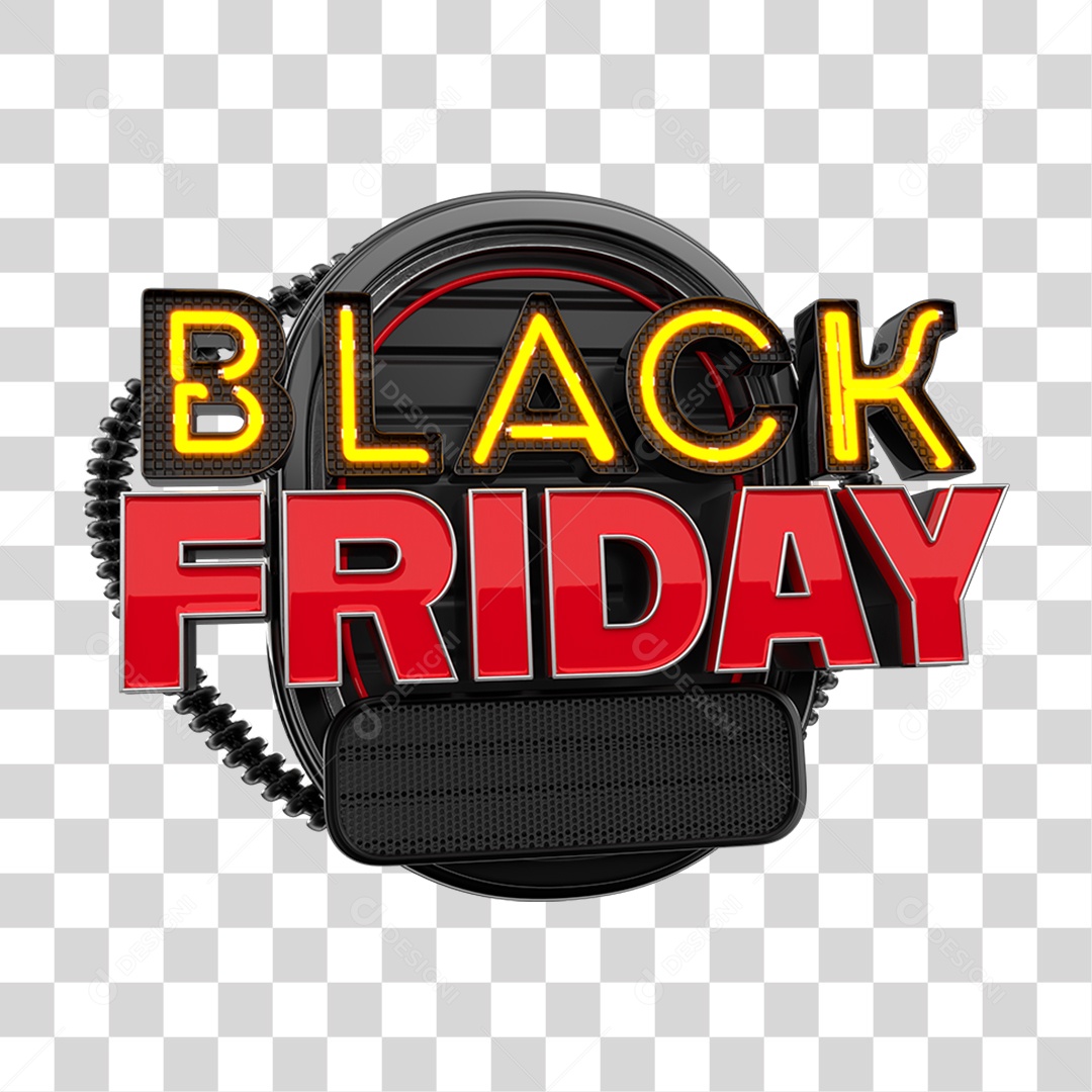 Selo 3D Black Friday para Composição PNG Transparente