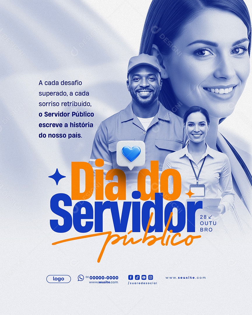 Dia do Servidor Público 28 de Outubro Parabéns Social Media PSD Editável