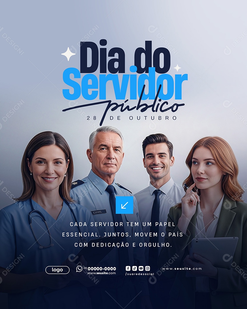 Dia do Servidor Público 28 de Outubro Parabéns Social Media PSD Editável