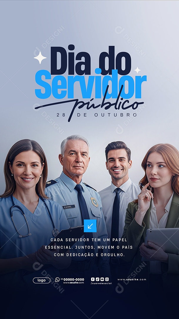 Story Dia do Servidor Público 28 de Outubro Parabéns Social Media PSD Editável