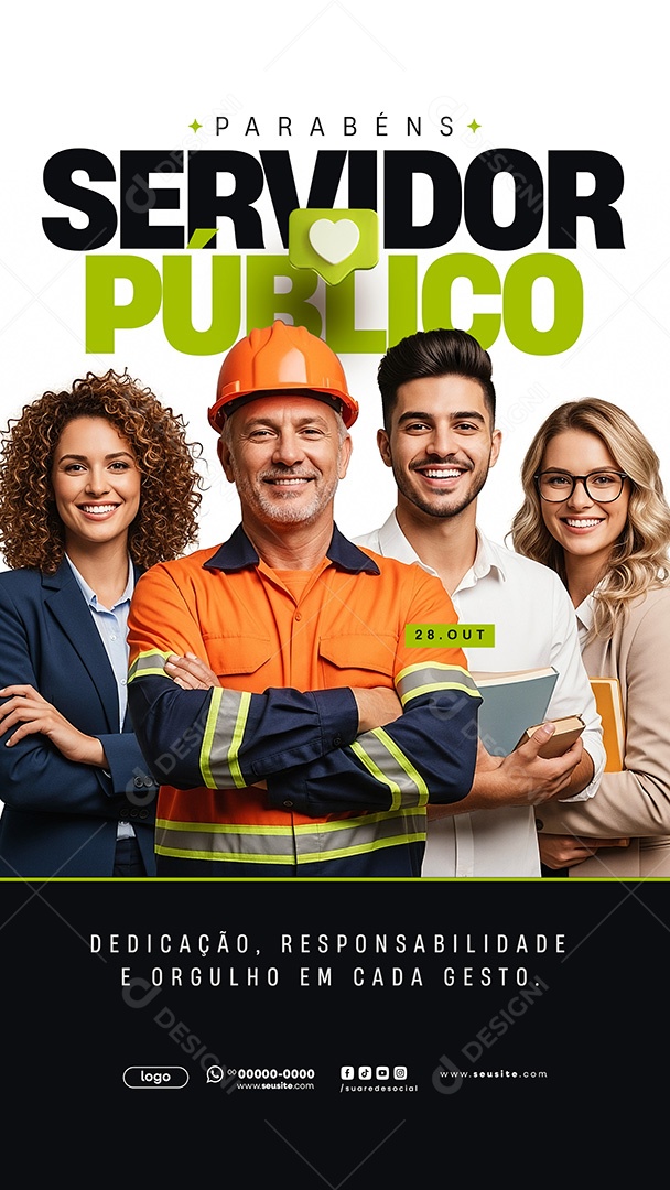 Story Dia do Servidor Público 28 de Outubro Parabéns Social Media PSD Editável