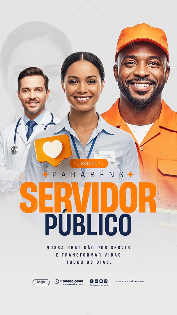 Story Dia do Servidor Público 28 de Outubro Parabéns Social Media PSD Editável