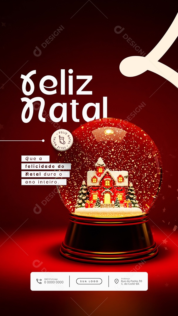 Feliz Natal 25 de Dezembro que a Felicidade do Natal Story Social Media PSD Editável