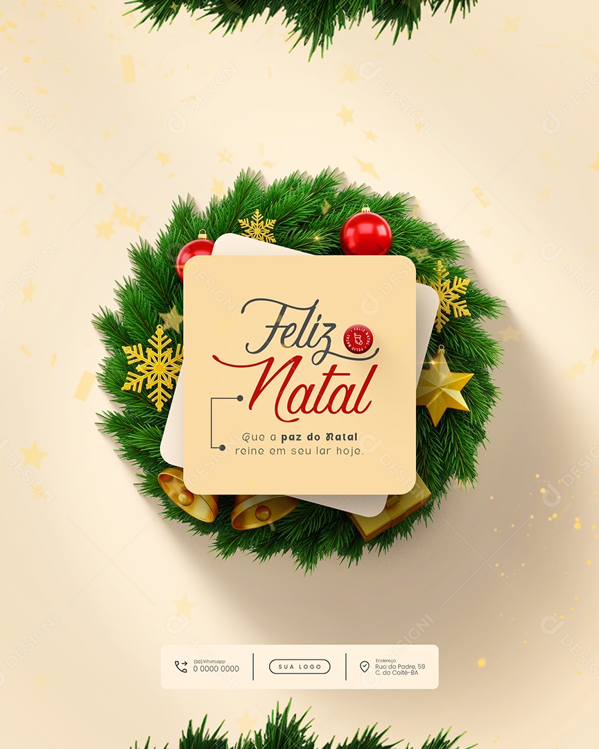 Feliz Natal 25 de Dezembro que a Paz do Natal Social Media PSD Editável