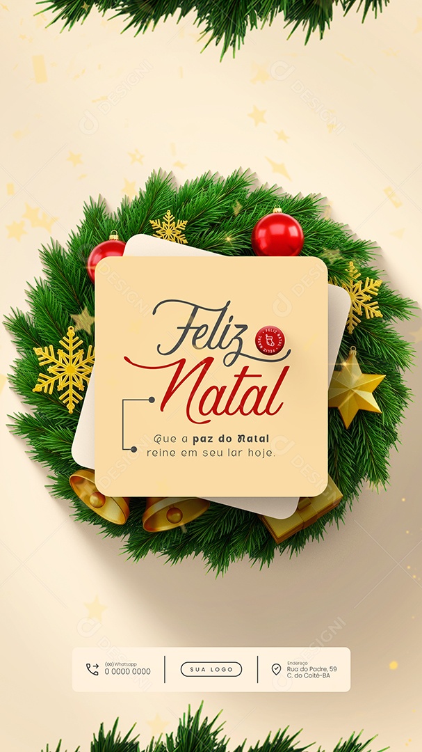Feliz Natal 25 de Dezembro que a Paz do Natal Story Social Media PSD Editável