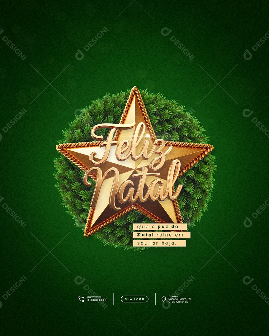 Feliz Natal 25 de Dezembro que a Paz do Social Media PSD Editável