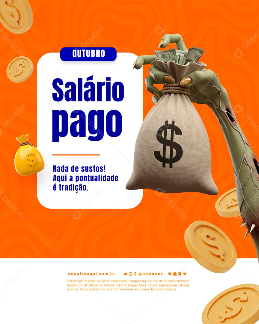 Salário Pago Nada de Sustos Social Media PSD Editável