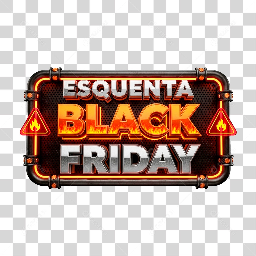 Selo 3D Esquenta Black para Composição PNG Transparente