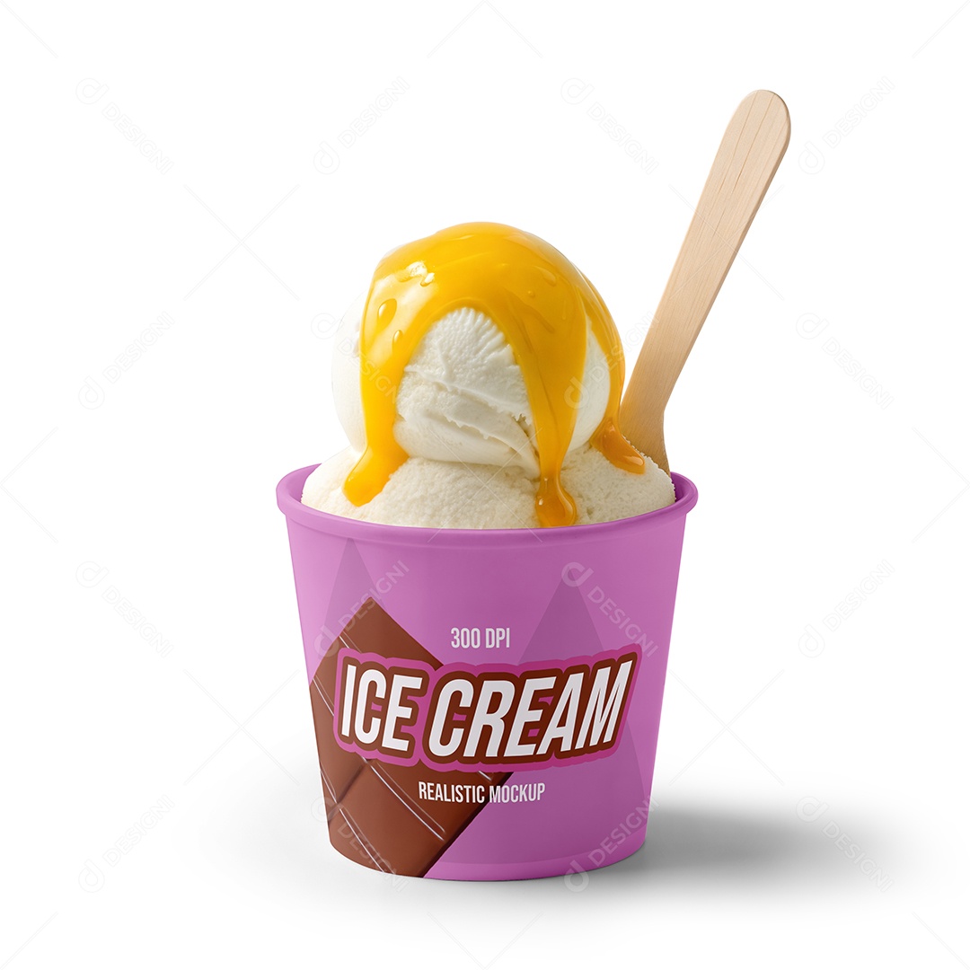 Copo Com Sorvete PSD Editável Mockup