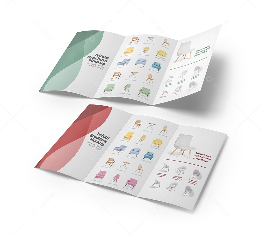 Folhetos de Três Dobras Mockup PSD Editável