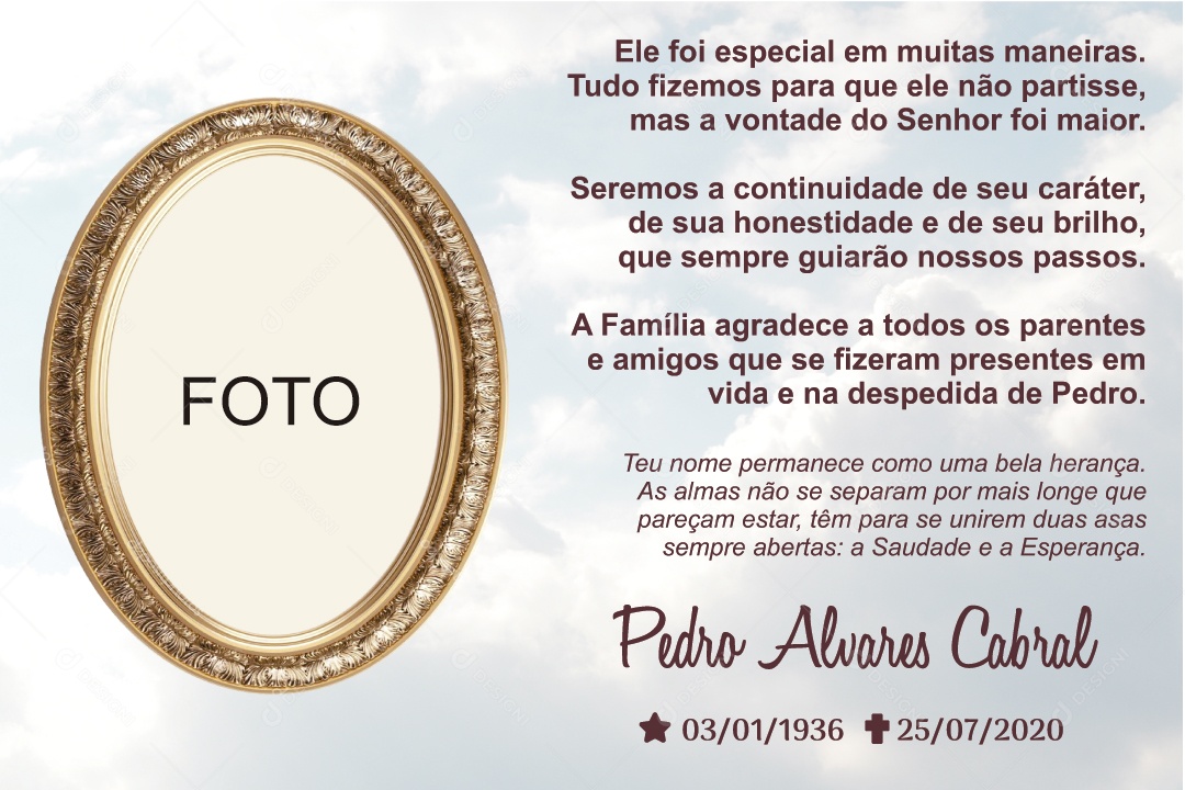 Cartão de Falecimento Ilustração Vetor EPS