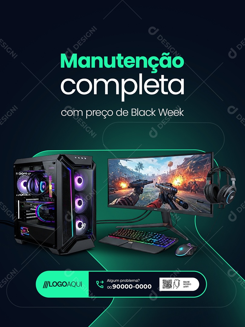 Loja de Informática Manutenção Completa Social Media PSD Editável