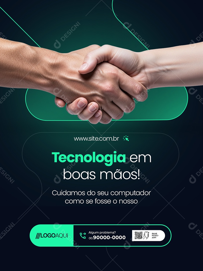 Loja de Informática Tecnologia em Boas Mãos Social Media PSD Editável