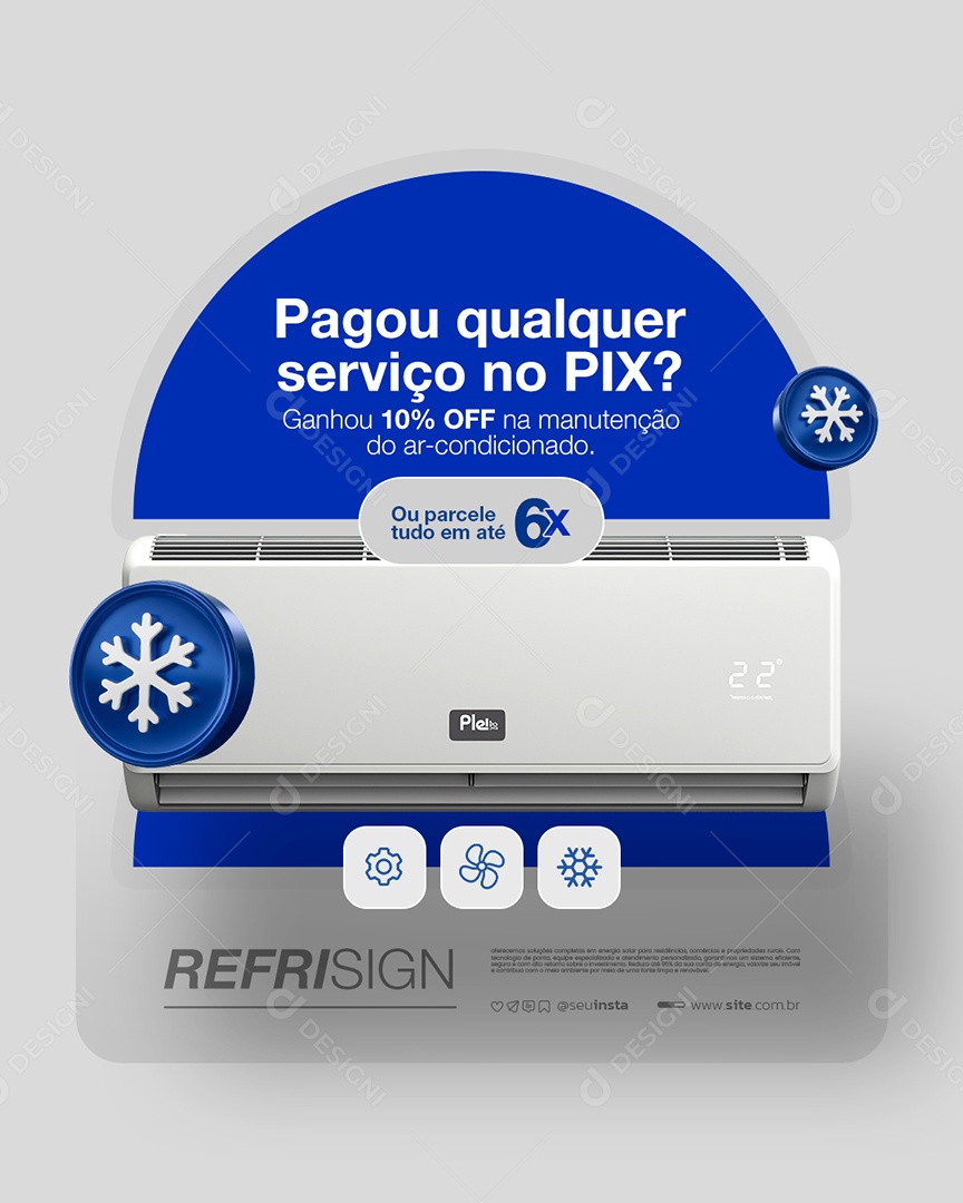 Refrigeracão Pagou Qualquer Serviço no Pix Social Media PSD Editável