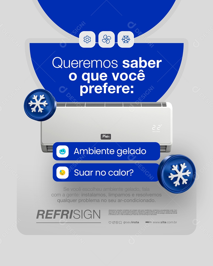 Refrigeracão Queremos Saber O Que Você Prefere Social Media PSD Editável