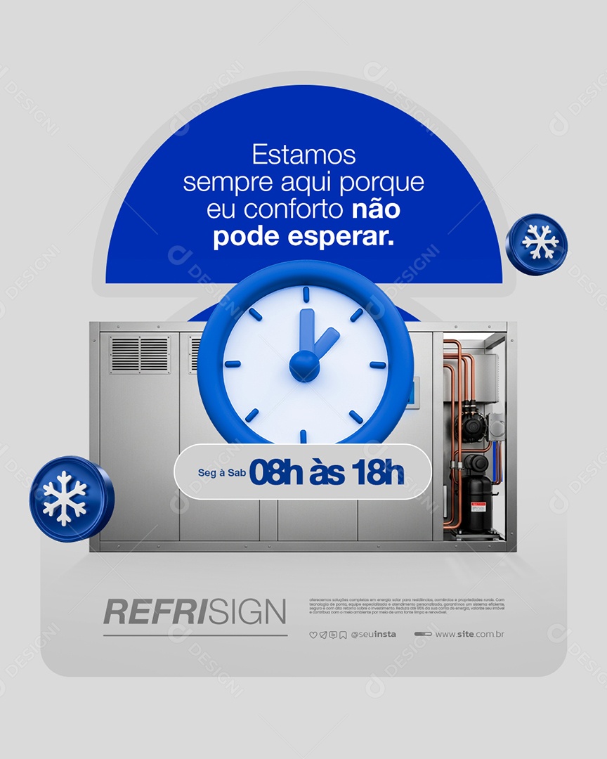 Refrigeracão Estamos Sempre Aqui Porque Eu Conforto Não Pode Esperar Social Media PSD Editável