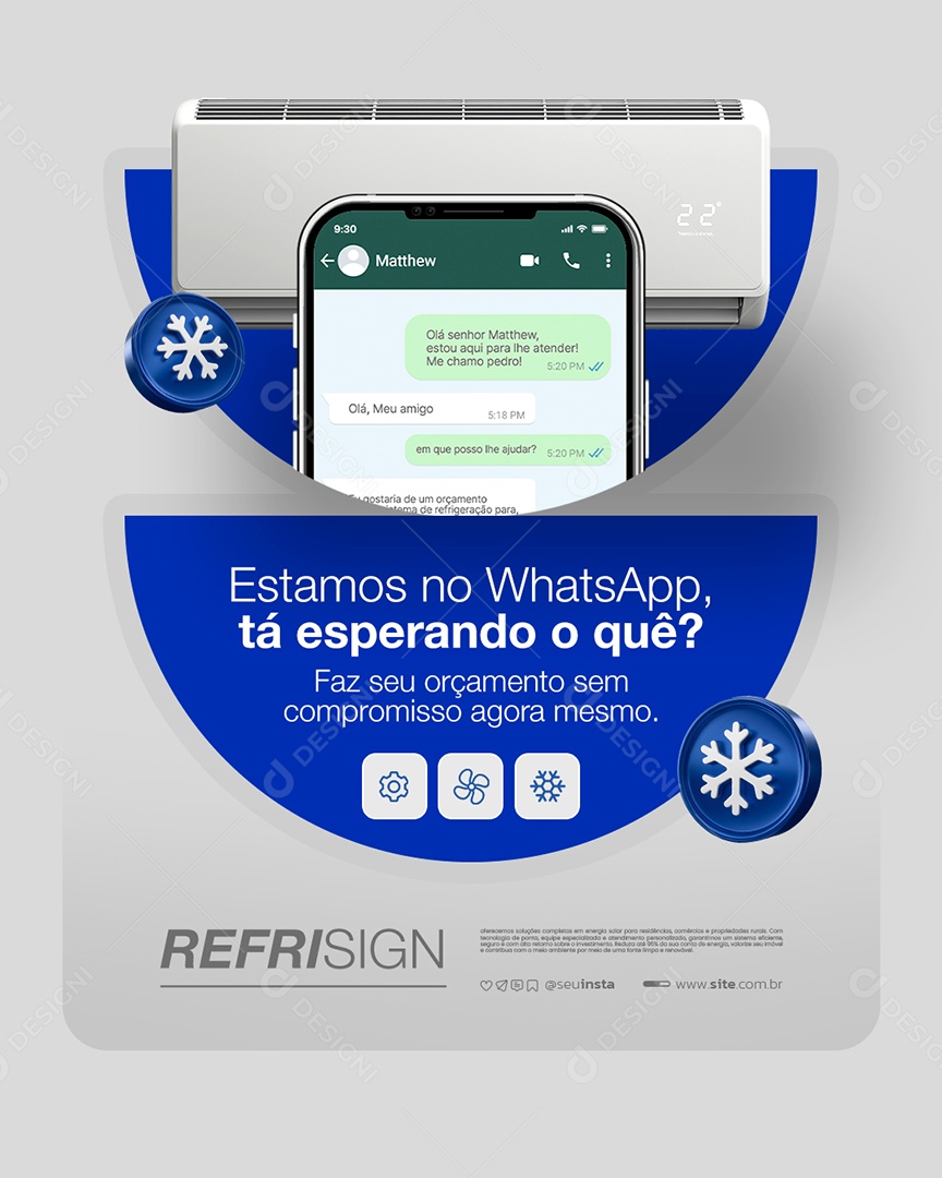 Refrigeracão Estamos no WhatsApp Social Media PSD Editável