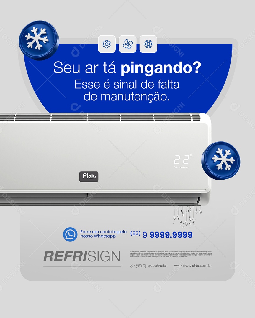 Refrigeracão Seu Ar Pingando Social Media PSD E