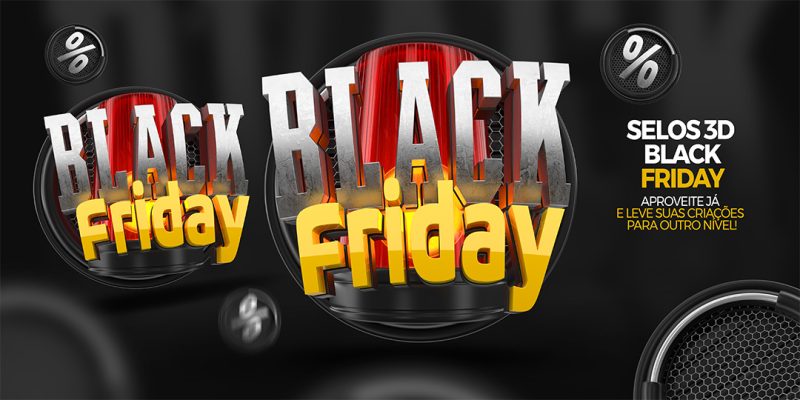 Black Friday Selo 3D para Composição PSD