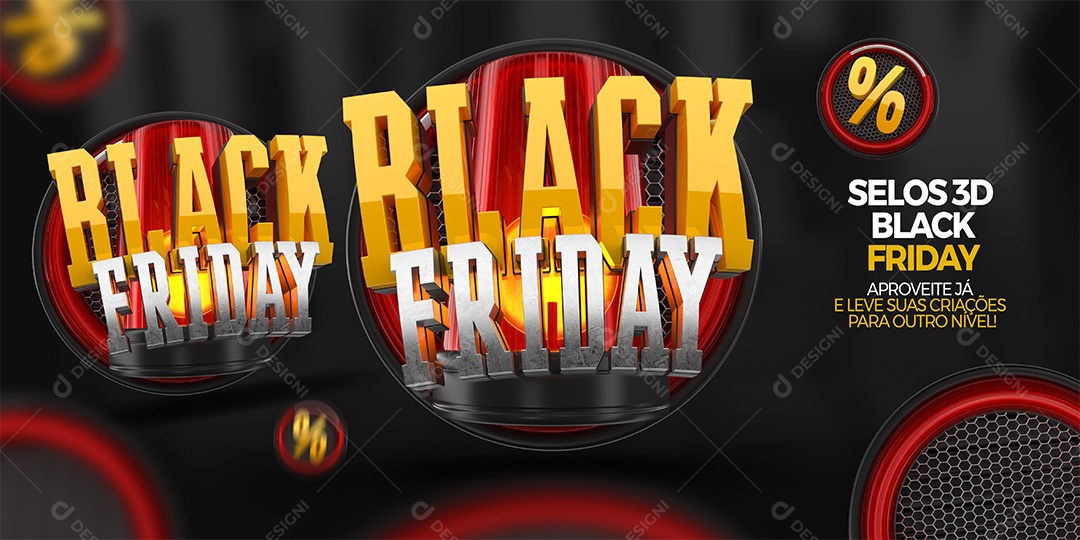 Black Friday Selo 3D para Composição PSD