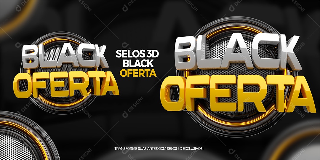 Black Friday Selo 3D Branco e Dourado para Composição PSD