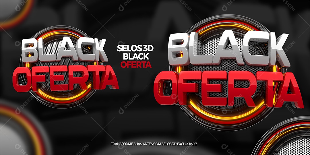 Black Friday Selo 3D Branco e Vermelho para Composição PSD
