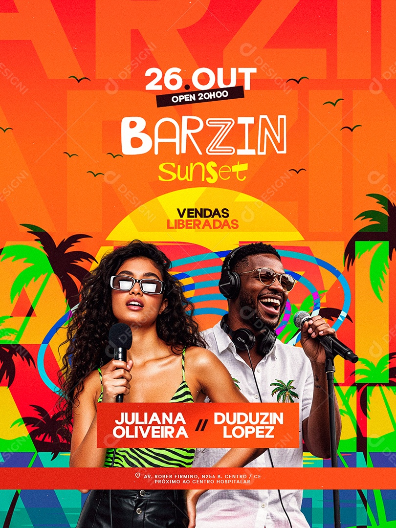 Flyer Próximos Shows Barzin Sunset Social Media PSD Editável