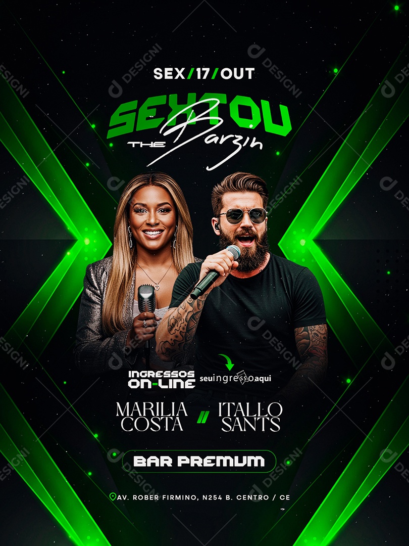 Flyer Próximos Shows Sextou The Barzin Social Media PSD Editável