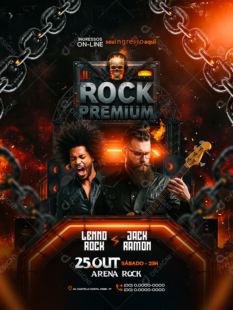 Flyer Próximos Shows Rock Premium Social Media PSD Editável