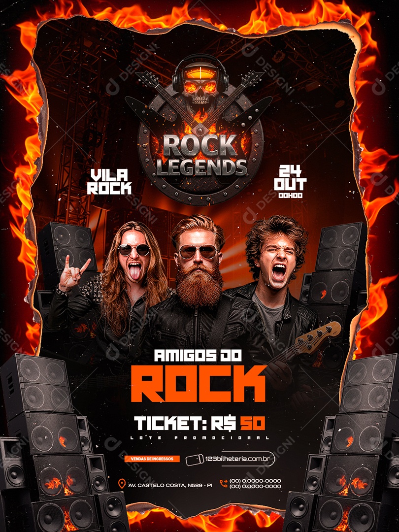 Flyer Próximos Shows Amigos do Rock Social Media PSD Editável