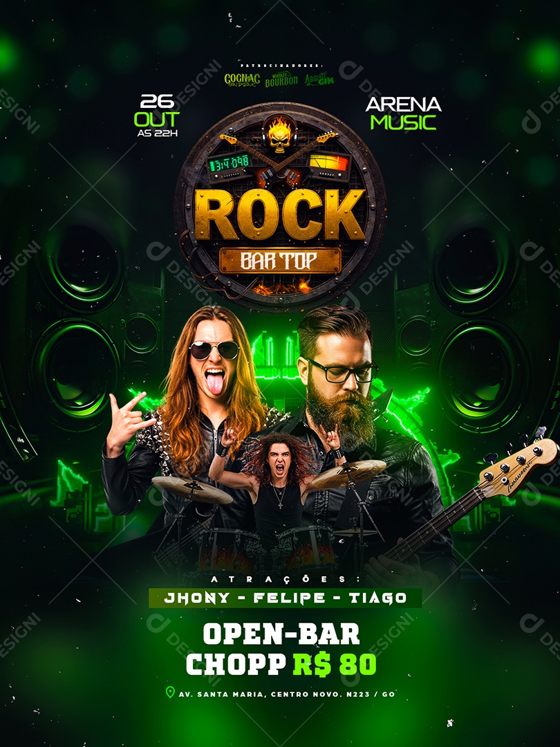 Flyer Próximos Shows Rock Bar Top Social Media PSD Editável