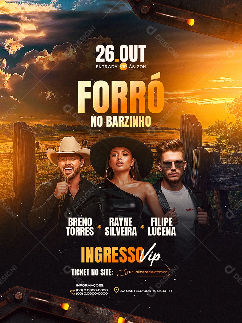 Flyer Próximos Shows Forró no Barzinho Social Media PSD Editável