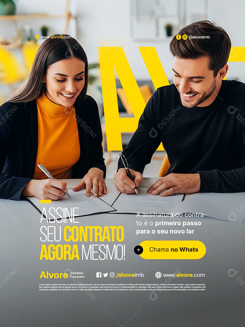 Imobiliária Assine Seu Contrato Agora Mesmo Social Media PSD Editável