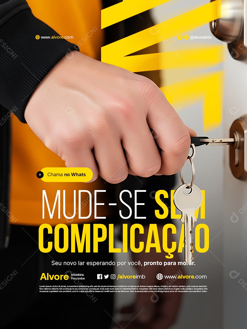Imobiliária Chama no Whats Mude-Se Sem Complicação Social Media PSD Editável