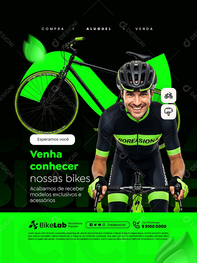 Bicicletaria Venha Conhecer Nossas Bikes Social Media PSD Editável