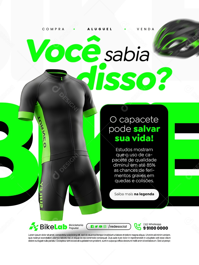 Bicicletaria Você Sabia Disso Social Media PSD Editável