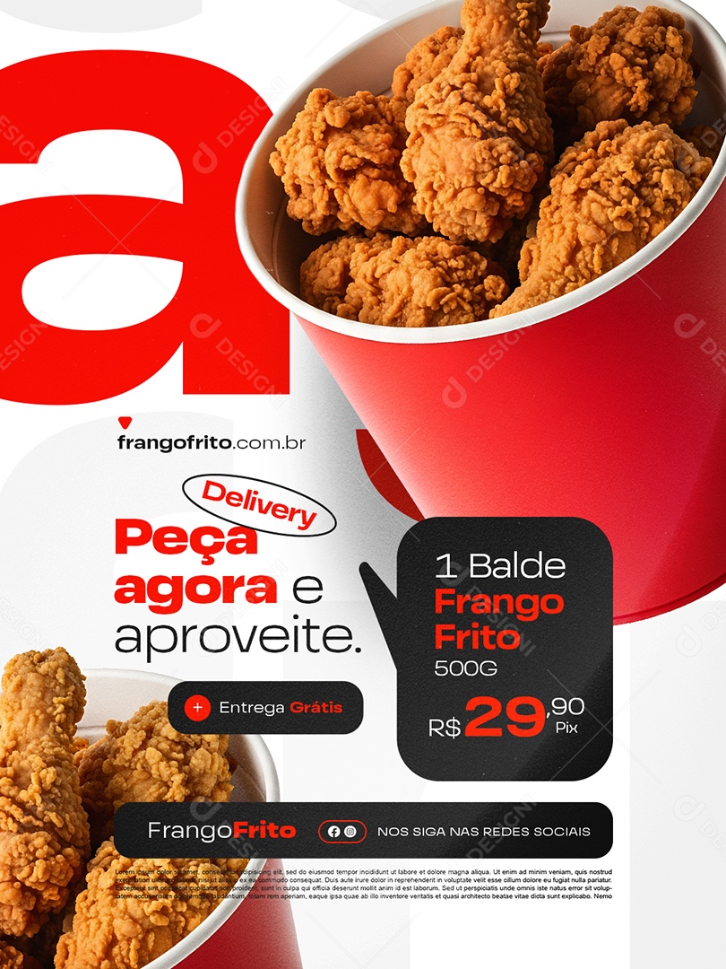 Frango Frito Delivery Peça Agora e Aproveite Social Media PSD Editável