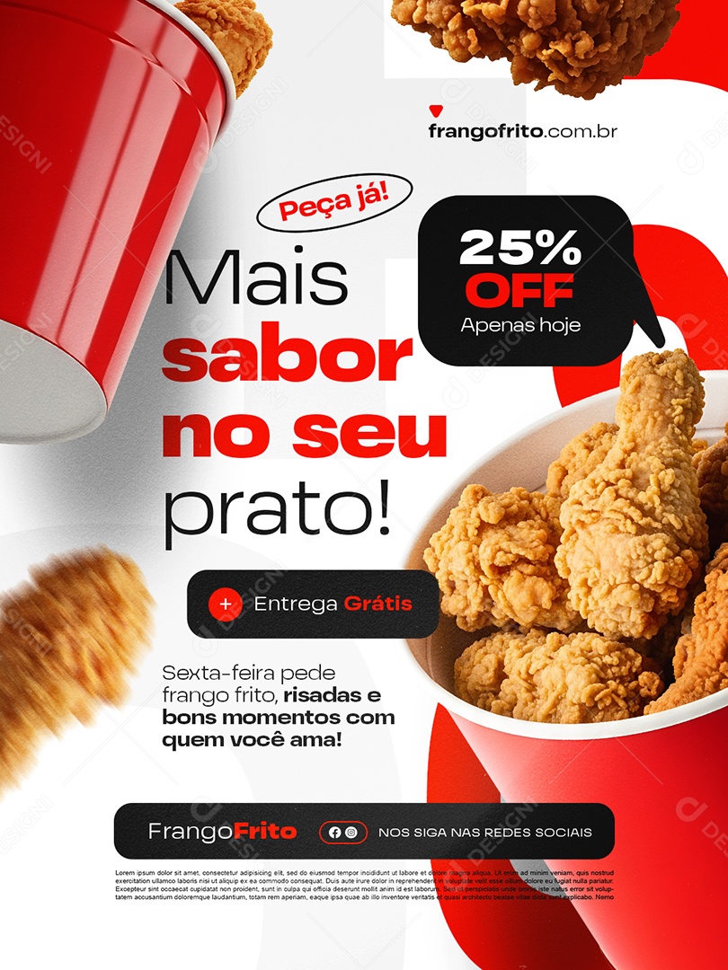 Frango Frito Peça Já Mais Sabor no Seu Prato Social Media PSD Editável