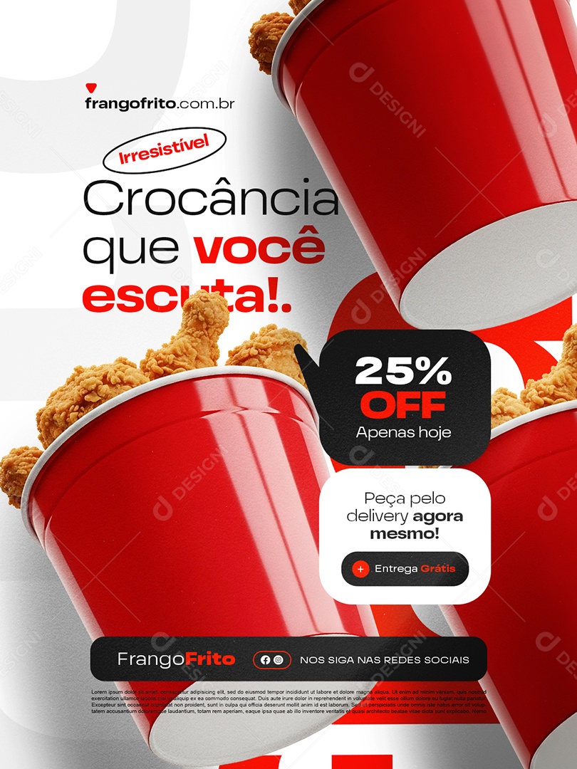 Frango Frito Crocância Que Você Escuta Social Media PSD Editável